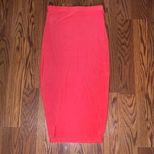Orange bodycon midi skirt